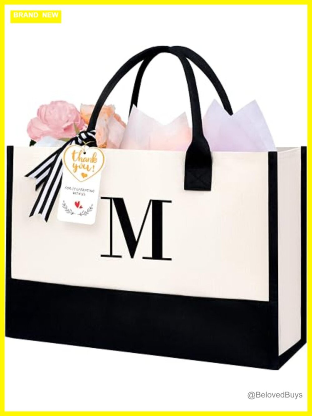 Personalized Initial Tote Bag Monogrammed Beach Gift for Women Teacher Mom